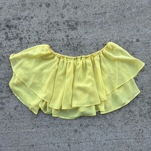 Forever 21 Yellow Off-Shoulder Flowy Crop Top